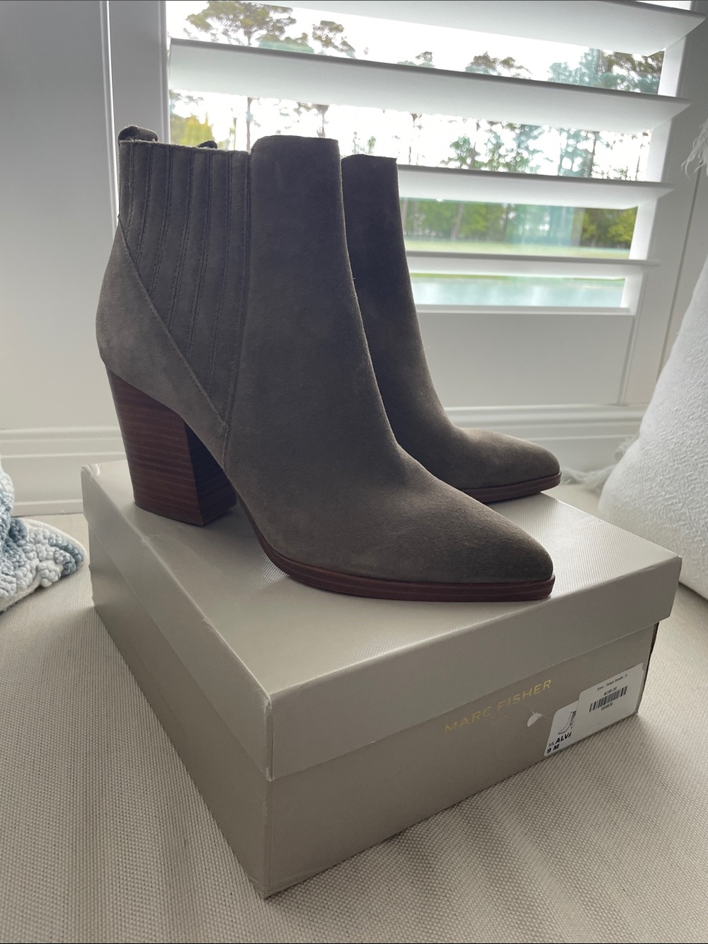 Marc Fisher Alva Bootie Taupe Suede Size 9 Worn Once